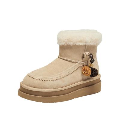 思加图雪松松保暖加绒雪地靴女靴