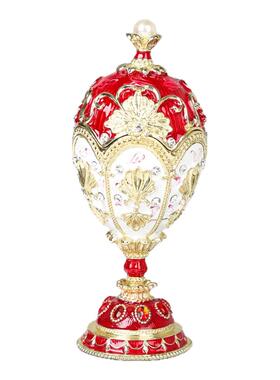 出口欧美欧罗斯珐琅彩合金工艺珍珠高脚蛋法贝热鸡蛋创意装饰摆件