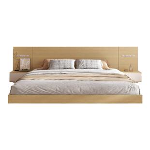 悬浮床现代简约1.8米家用双人主卧原木风家具日式榻榻米悬空床铺