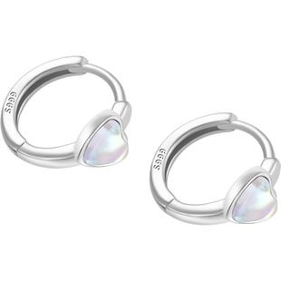 999纯银月光石爱心耳环养耳洞耳圈女小众轻奢耳钉高级感ins风耳饰