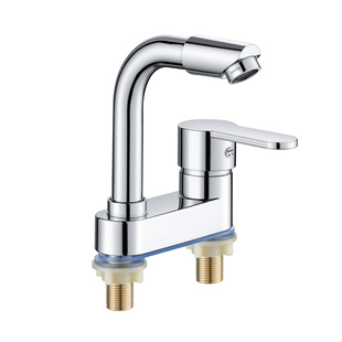 双孔洗脸盆水龙头全铜卫生间水龙头冷热水二合一万向头面盆水龙头