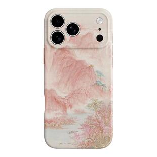 【桃源人间】粉色墨染山水iPhone16/17promax手机壳华为mate80小米14畅享70vivoS30软iqooneo13苹果14荣耀500