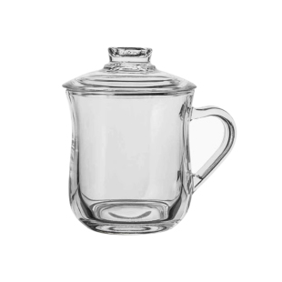 青苹果加厚耐热茶饮盖杯玻璃茶杯带盖带把杯子家用办公喝水泡茶杯