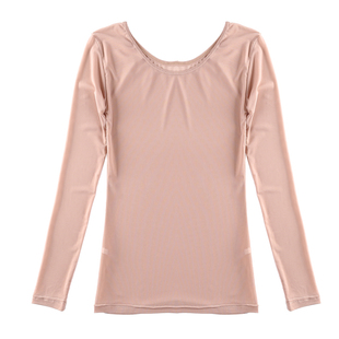 春秋超薄透明肤色网纱打底衫透视防晒上衣肉色舞蹈打底衣大码内搭