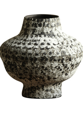 景德镇新中式复古禅意陶瓷花瓶侘寂风花器家居酒店民宿装饰品摆件