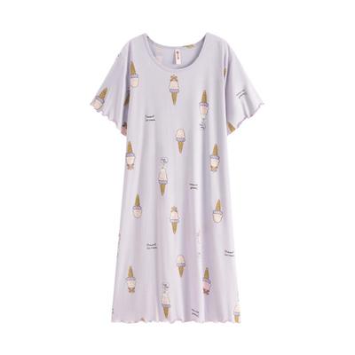 芬腾睡裙夏季女纯棉短袖可爱卡通睡衣女夏天宽松春秋款家居服裙子