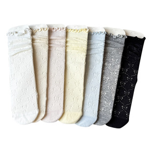 袜子女夏薄款中筒袜芭蕾风2026新款爆款女款花边透气配小皮鞋夏天