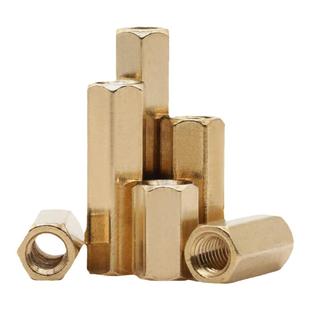 M1.6-M16六角铜柱黄铜通孔支撑连接螺母螺帽螺丝柱M3.5M6M8M10M11