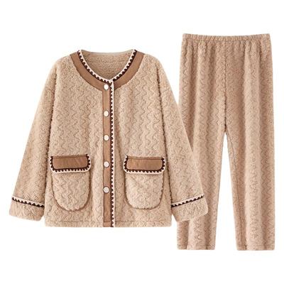 睡衣女士秋冬长袖法兰绒家居服