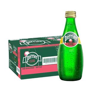 【特价促销】法国巴黎水青柠味天然无糖气泡矿泉水330ml*24