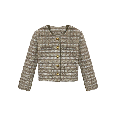 cchen陈陈-老钱奢香系列 粗花呢圆领休闲百搭精致小香风短外套女