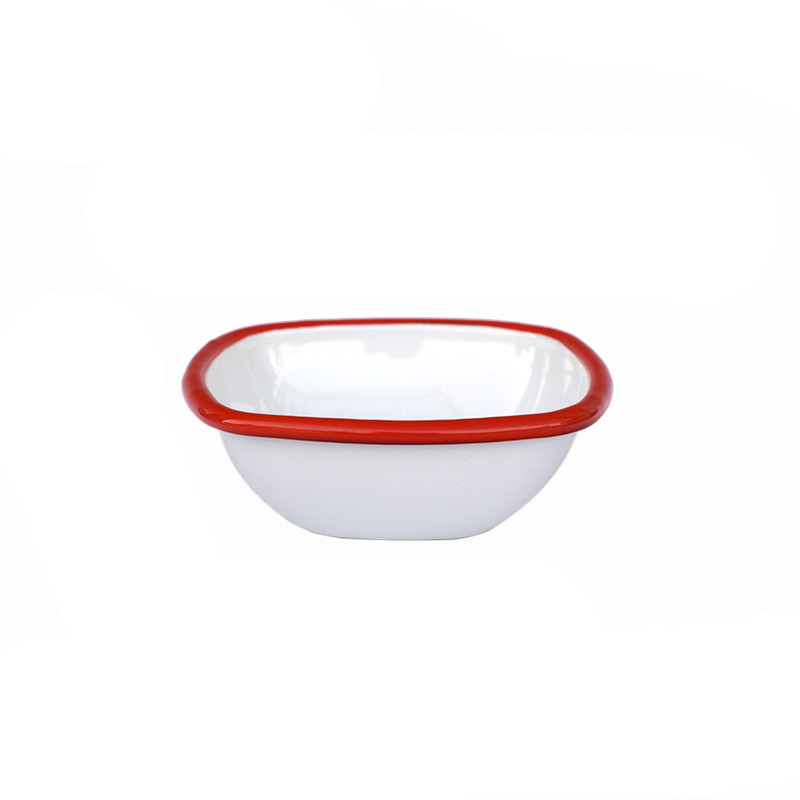 加厚老式搪瓷碗方碗方盘饺子蘸料碗
