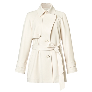 La Koradior拉珂蒂商场同款春季新款长袖翻领气质中长款风衣外套