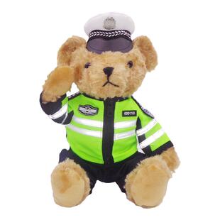 警察公仔交警小熊玩偶骑行制服铁骑小熊警察熊摩托车毛绒玩具娃娃