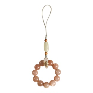 天然草莓晶手机链挂件女友礼物国风招桃花手捻指环太阳石手机挂绳