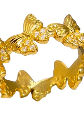 新款仿金色小歪蝶食指戒质感指环