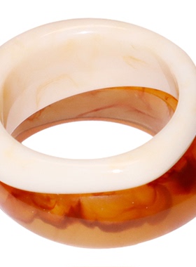 JILIFANG 摩登时髦不规则半透明树脂晕染琥珀色素圈叠戴戒指对戒