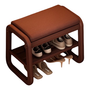 实木换鞋凳门口家用极窄小尺寸鞋柜坐凳一体中古风储物长条穿鞋凳