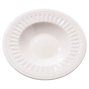 6.9元两只装!盘子菜盘8.75英寸陶瓷家用意面西餐螺纹纯白草帽盘