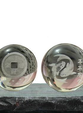 假山喷泉桌面流水球配件招财鱼缸盘景上水石摆件中式转动玻璃水晶