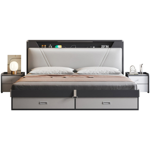 床轻奢现代简约1.8米主卧双人床1.5米气动高箱储物床小户型板式床