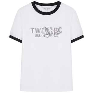 【液氨棉】TeenieWeenie小熊25秋季新款正肩流行T恤白色短袖上衣