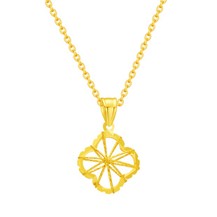 水贝黄金官方旗舰店18K金拉丝四叶草吊坠项链正品轻奢礼物送女友