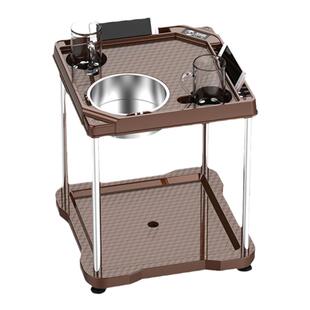 利希S003棋牌室麻将机茶几多功能烟灰缸茶水架麻将桌旁边的小桌子