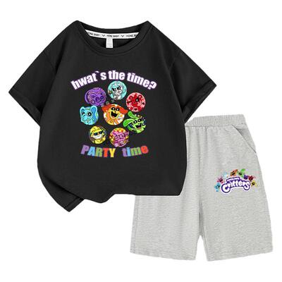 smilingcritters恐怖微笑小动物衣服儿童短袖T袖纯棉男女套装夏季
