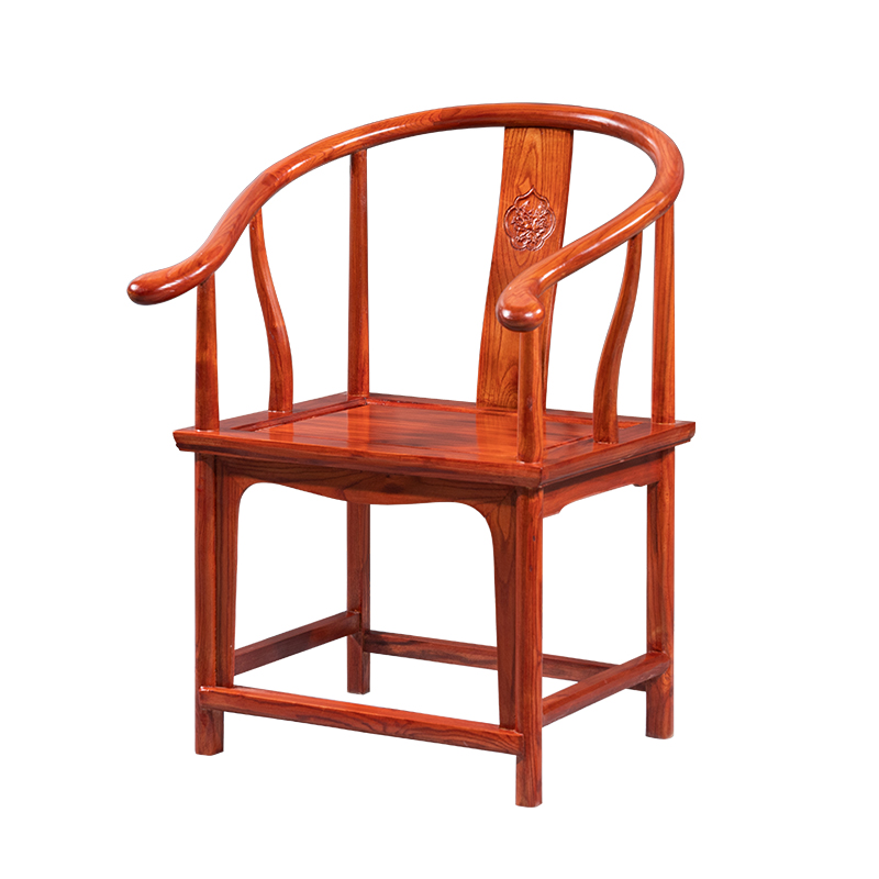 黄花梨色实木椅子圈椅官帽椅围椅圈椅三件套配大板椅子单椅茶桌椅