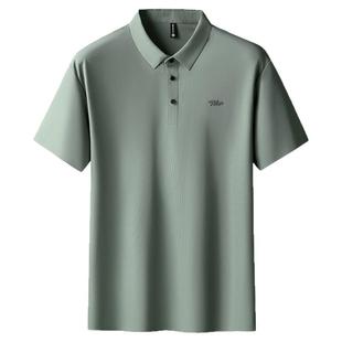 肥佬运动休闲冰丝短袖Polo衫男夏季薄款加肥大码免烫抗皱翻领t恤