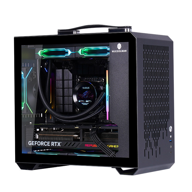 玩嘉T02 手提便携小机箱MATX紧凑型台式机240水冷电脑ITX桌面mini
