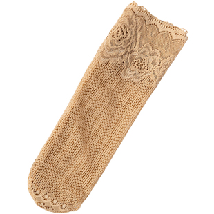 黑色玫瑰蕾丝袜子女夏季薄款花边短袜白色中筒脚面透明水晶袜短款