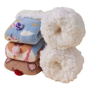 儿童地板袜冬季加厚防滑男童女童加绒保暖羊羔绒亲子袜宝宝睡眠袜