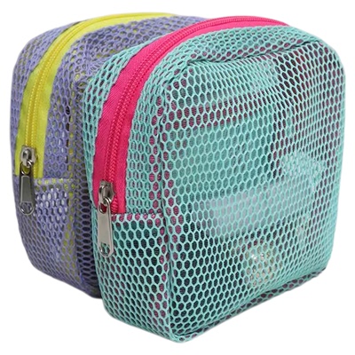 多巴胺豆腐包迷你网纱便携旅行洗漱化妆品收纳包补妆包网格杂物包