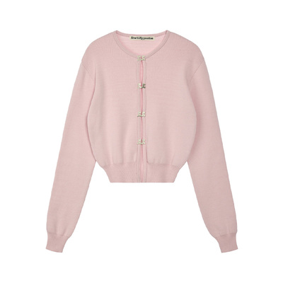 RR银标logo镂空短款针织开衫