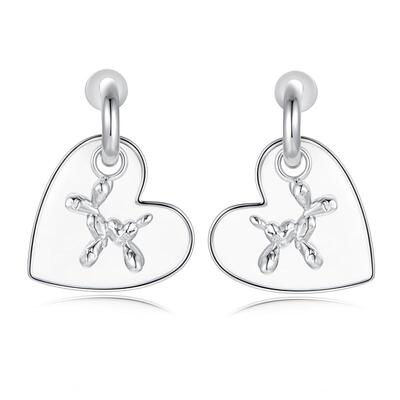 洞天TONETALE白巧气球狗耳坠爱心珐琅耳钉女耳环珍珠高级心形独特