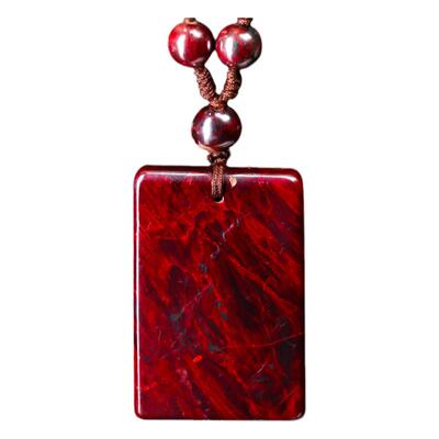朱砂正品原石吊坠原矿石铜仁饰品透光男女款本命年无事牌挂件配饰