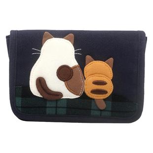 kine猫背影猫卡通立体布艺零钱包证件卡包磁吸薄款随身小巧男女士