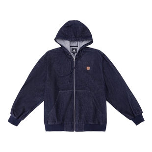 Converse匡威男子夹克春新品连帽后背印花宽松牛仔夹克MCJ411-UHD