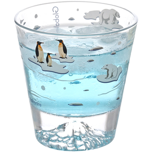 小乐原创ins风冰山海洋玻璃杯子 企鹅水杯家用果汁冷饮杯牛奶杯