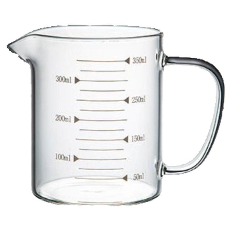 耐高温玻璃量杯带刻度喝水杯子大容量烧杯带盖带把500毫升1000ml