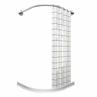 浴帘套装免打孔弧形卫生间淋浴隔断帘浴室防水防霉加厚浴帘杆转角