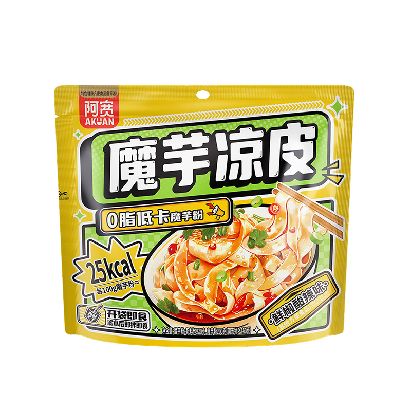 阿宽魔芋凉皮凉面爆肚粉开袋即食低脂速食网红免煮主食低卡零食