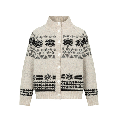 dorydory 费尔岛风提花毛衣开衫2026春秋新款复古冰岛雪花上衣