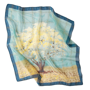 法式真丝中方巾丝巾女春夏高级感桑蚕丝围巾薄款护颈领巾妈妈纱巾