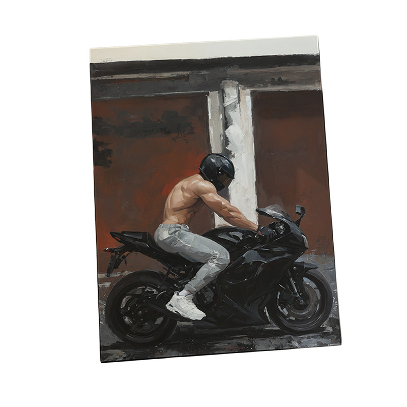 机车肌肉男高清装饰画卧室挂画喷绘油画房间室内挂墙靠墙工作室