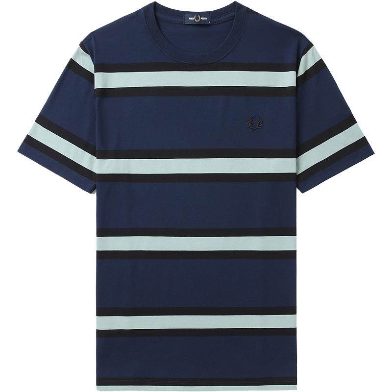 FRED PERRY男士休闲T恤夏季新款宽松条纹麦穗刺绣短袖衫M9852