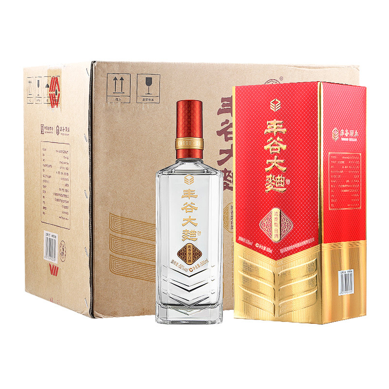 丰谷大曲 52度浓香型白酒 固态法酿造 婚宴喜酒  整箱500mL*6瓶