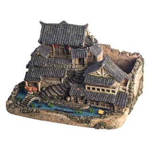 中式微景观小房子花盆创意文竹盆景盆栽个性客厅装饰造景复古摆件